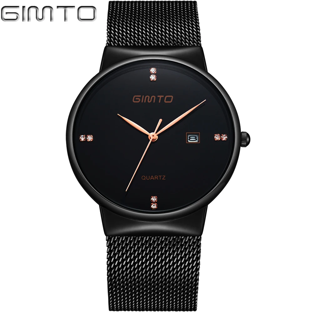 

GIMTO GM218 Women Quartz Watch Stainless Steel strap Simple Design Luxury Thin Steel Business Date Clock Wristwatch, 4 color for you choose
