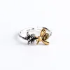 personality simple fashion jewelry ring girl open handmade flowers bee spring ring