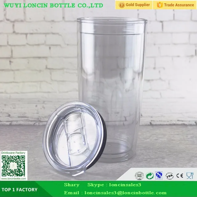 Double Wall Acrylic Clear Coffee Mug With Leak Proof Lid Paper Double Wall Acrylic Clear Coffee Mug