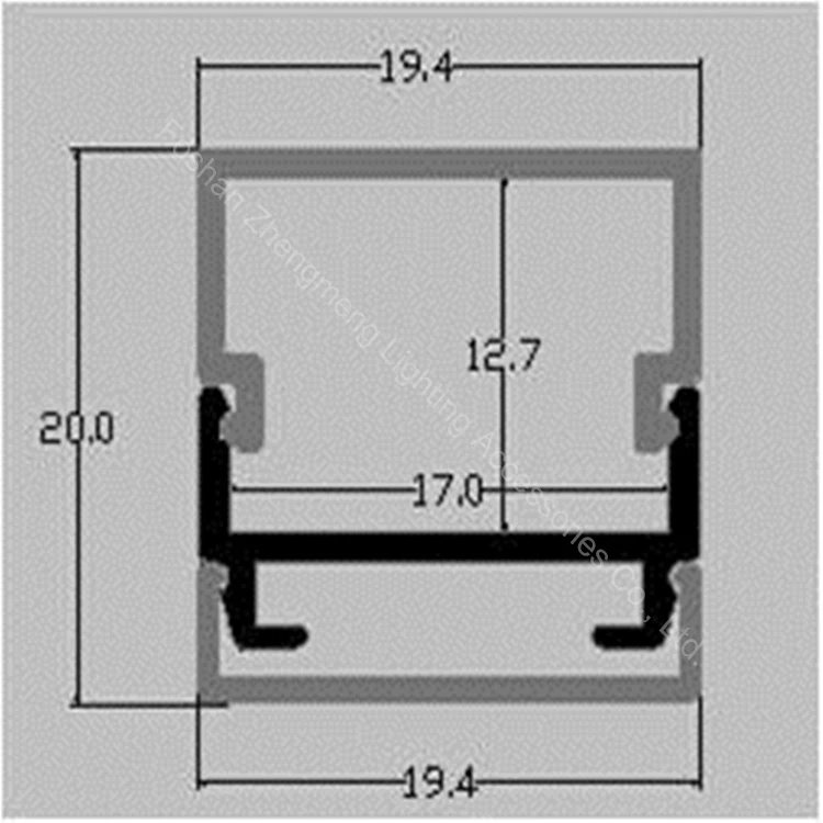 Foshan Fábrica De Aluminio Semi-cuadrado De Aluminio Empotrado Canal