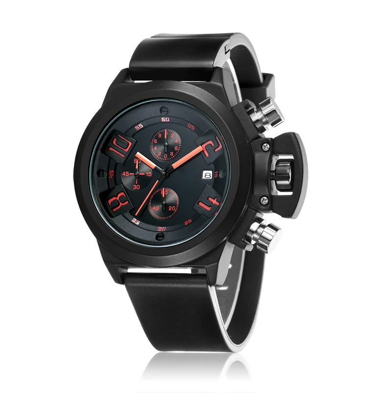 

Luxury chronograph men's leather japan movt quartz watch stainless steel back orologio da polso