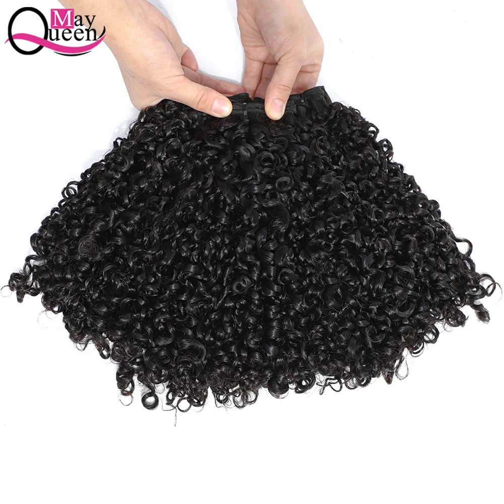 

May Queen wholesale double drawn virgin brazilian Fumi Pixie curly/Pissy curly human hair weave bundles