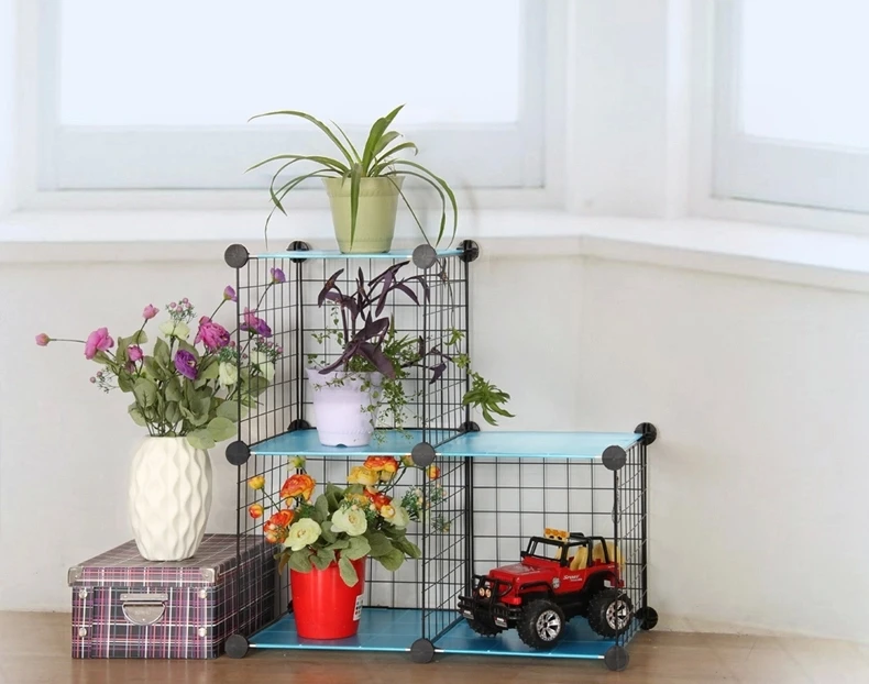 Mix-Assemble Stackable Diy Grid Cube Wall Mounted Wire Frame Rack