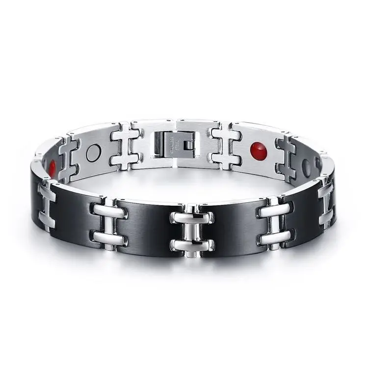 

Made in China Hot Selling New Mens Far Infrared Black Stainless Steel Titanium Magnetic Bracelet