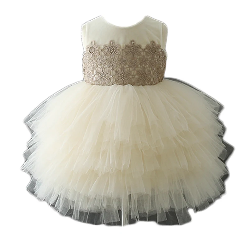 

Best Selling Golden 1 year old birthday party Kids Girl Tulle Skirts Cotton European Style Baptism TUTU dress