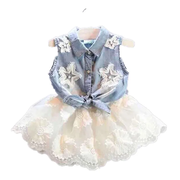 

Turkey Wholesale Children Clothes Demin Vest+Chiffon Skirt Clothing Sets, Please refer to color chart