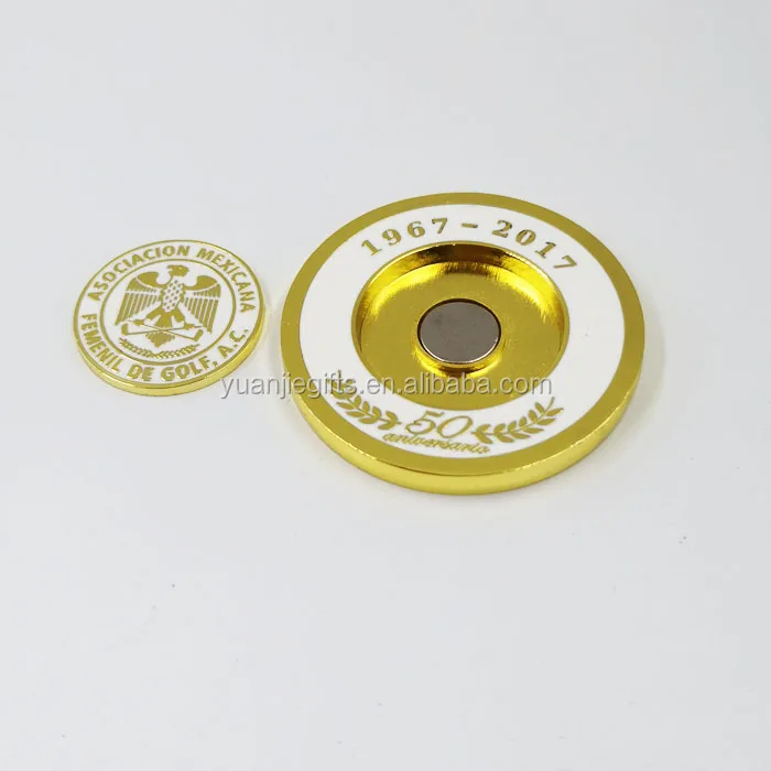 New 40mm 2 Sided Custom Embossed Metal Golf Poker Chip Ball
