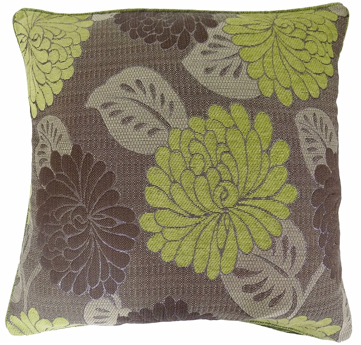 Buy Green Silver Floral Leaf Thick Chenille Sparkly Pillow Cushion