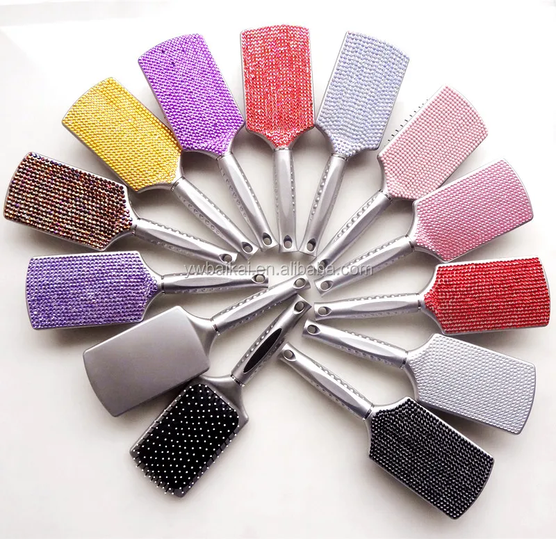 

best sell !! New hot sale bling rhinestone hair brush private label crystal paddle brush