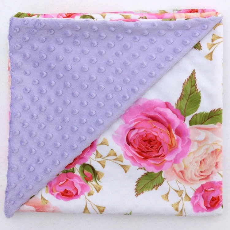 

Top manufacturer floral design dimple double layer minky blanket