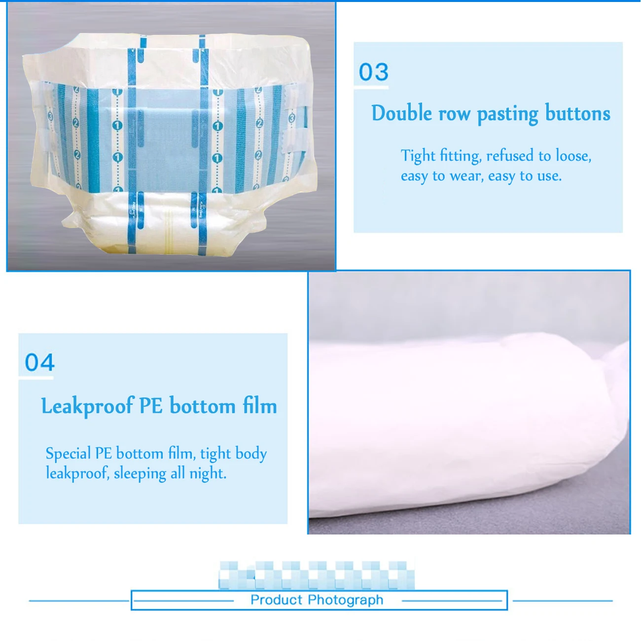 Free Samples Adult Diaper With Supersoft Backsheet Anti Leak Guard To