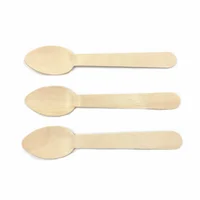 

140mm Disposable Eco-friendly Birch Wood Flat Wooden Tasting Spoon Disposable Wooden Spoons