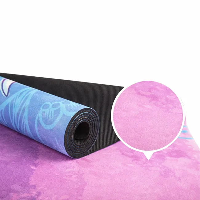 Anti-fatigue organic rubber mat yoga, suede yoga mat towel for travel