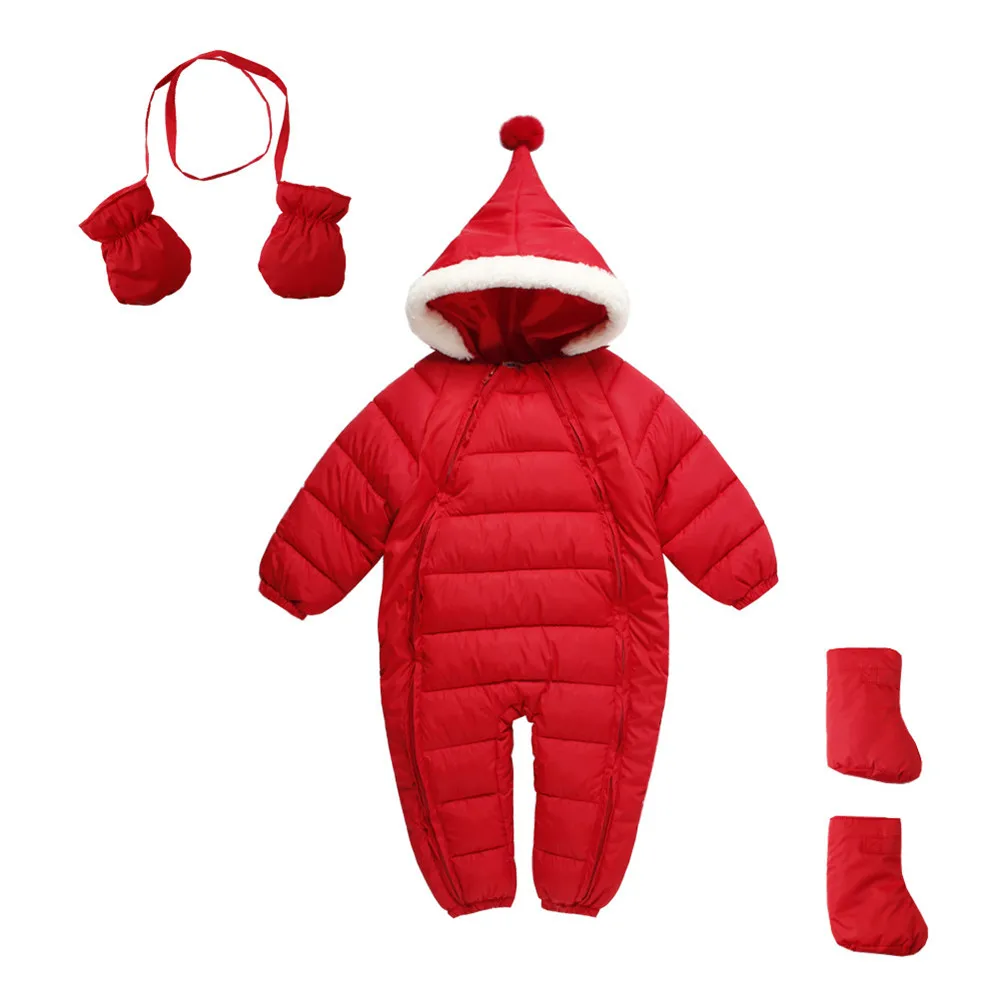 

Mudkingdom baby winter clothes thickened down cotton climbing suit romper set