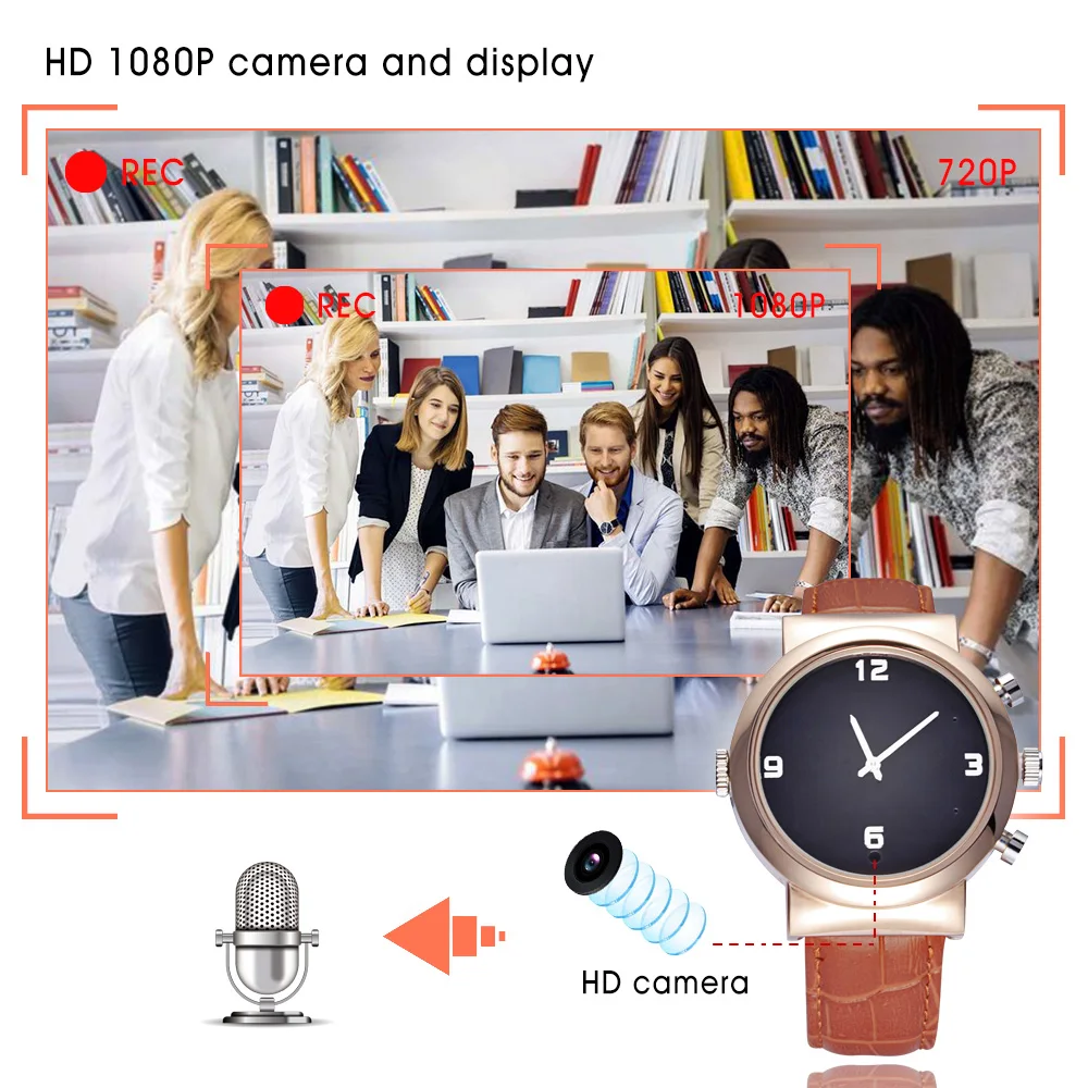 HD Spy Watch Camera 1080P Support card to 64gb hidden wireless cam in watch