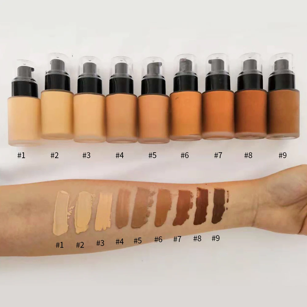 

Private Label Cosmetics Face Makeup Base Moisturizing Waterproof Full Coverage Liquid Foundation 9 color on stock, 9 colors