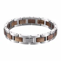

High Quality Eco Handmade Wholesale Custom Mens Steel Wood Bracelet