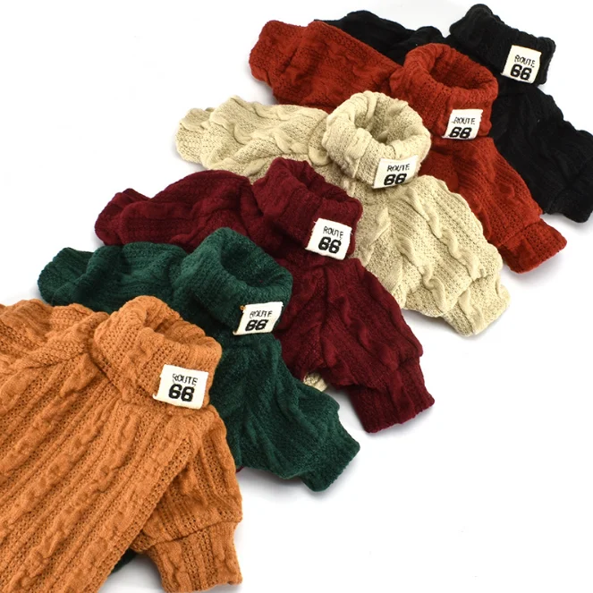 Hot sale pet high collar knit sweater three-dimensional embroidery collar cat and dog sweater dog clothes autumn and winter