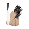 Best sellers 2019 ABS handle 15 PCS Stainless Steel Kitchen Knife wiht rubber wooden Block Set For Home Cooking Culinary