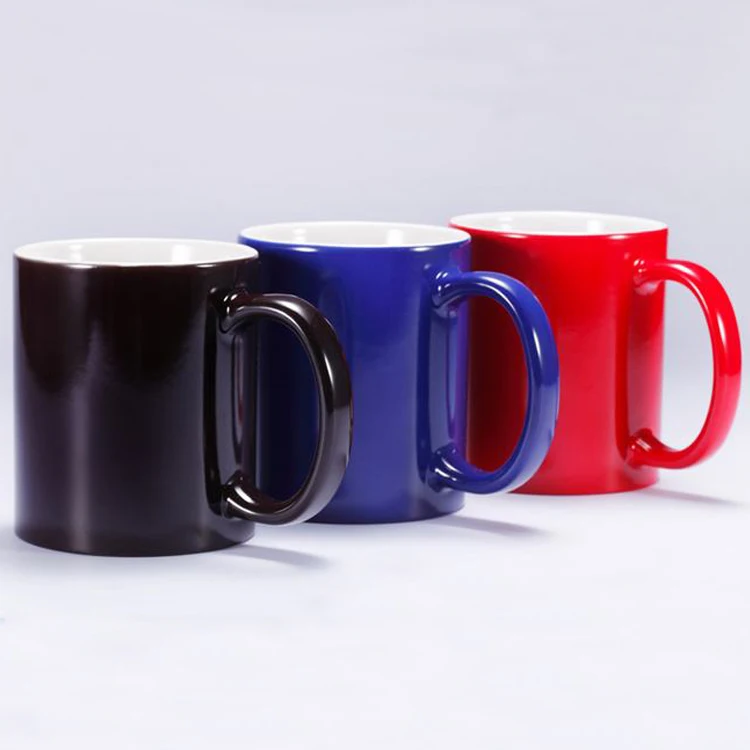 

walking dead sublimation mug glossy color change ceramic black magical mug custom gift coffee mug, Black, red, blue