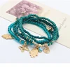 Diy stack beads bracelets with hamsa hand butterfly charms mix layers wooden glass crystal beads stack bracelets for her gifts