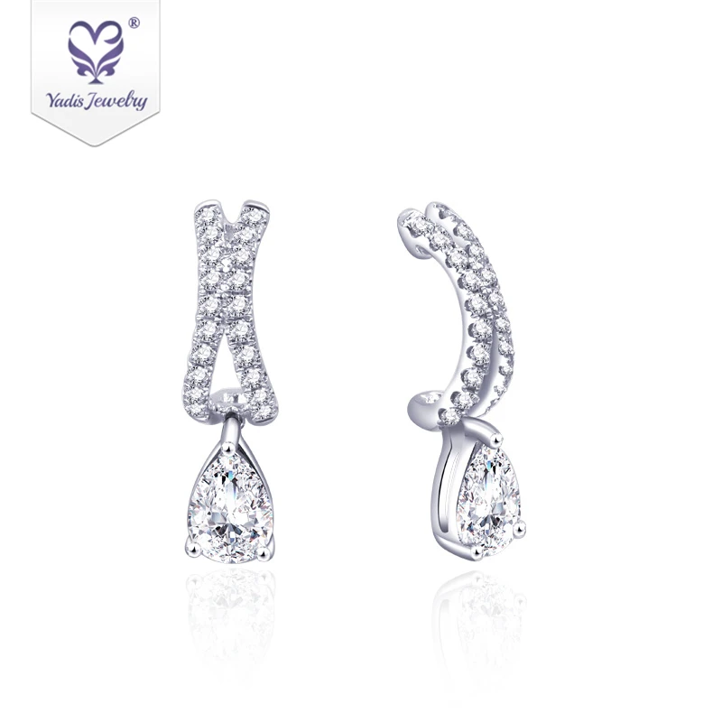 

Yadis jewelry 10K pure white gold pear moissanite diamond wedding earrings