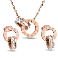 

Newest Rose Gold Plated Roman Numerals Necklace And Earring Jewelry Set