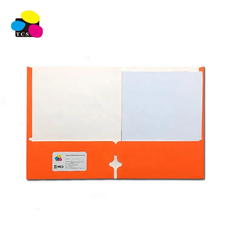 
ECO-Friendly Lehui High Quality Letter A4 Size Orange Two Pockets Paper File Folder 