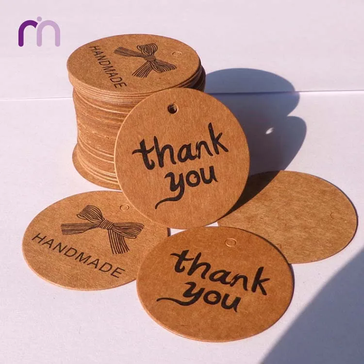 

Wholesale Kraft Brown Paper Hang Tag Thank You Tag With Jute Rope, Brown, kraft