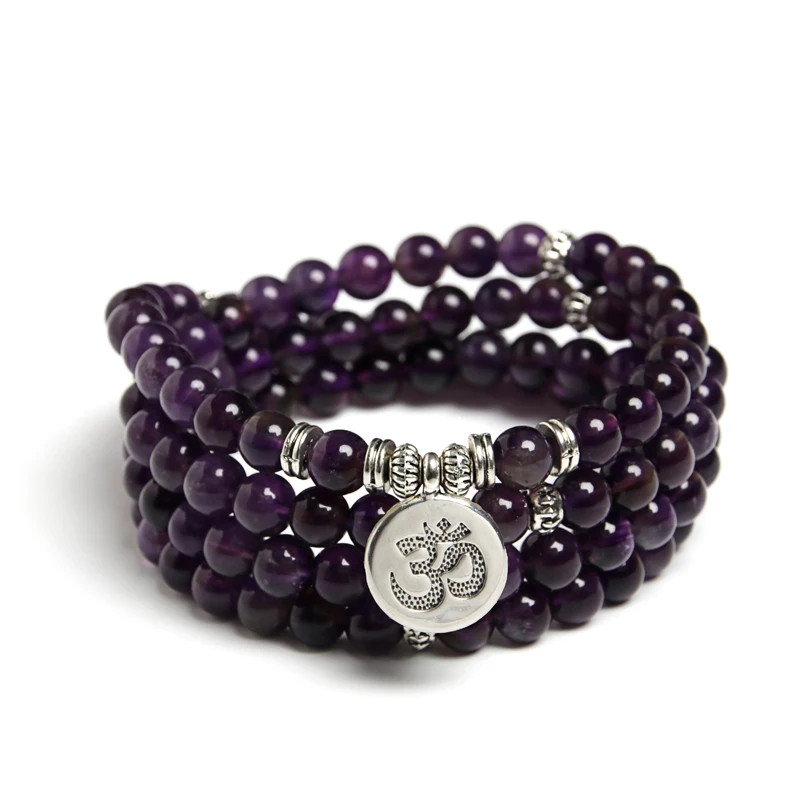 

Most Popular Products 2018 Ohm Bracelet Purple Crystal Bracelet 108 Mala Bracelet