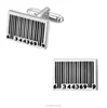 New Design stainless steel Bar Code/QR code Cufflink wholesale for men,Platinum color plated Brass bar code clothing Rectangle