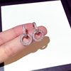2018 silver jewelry korean fashion geometric round cubic zirconia small stud earrings