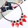 Wholesale Europe brief paragraph crystal set auger geometric clavicle chain female clothing accessories leather cord necklace