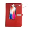 Free custom hardcover pu leather planner diary notebook with power bank and usb flash drive