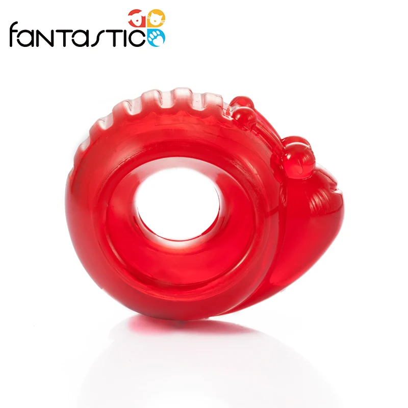

pet interactive teeth cleaning durable TPR dental chew dog toy, Red