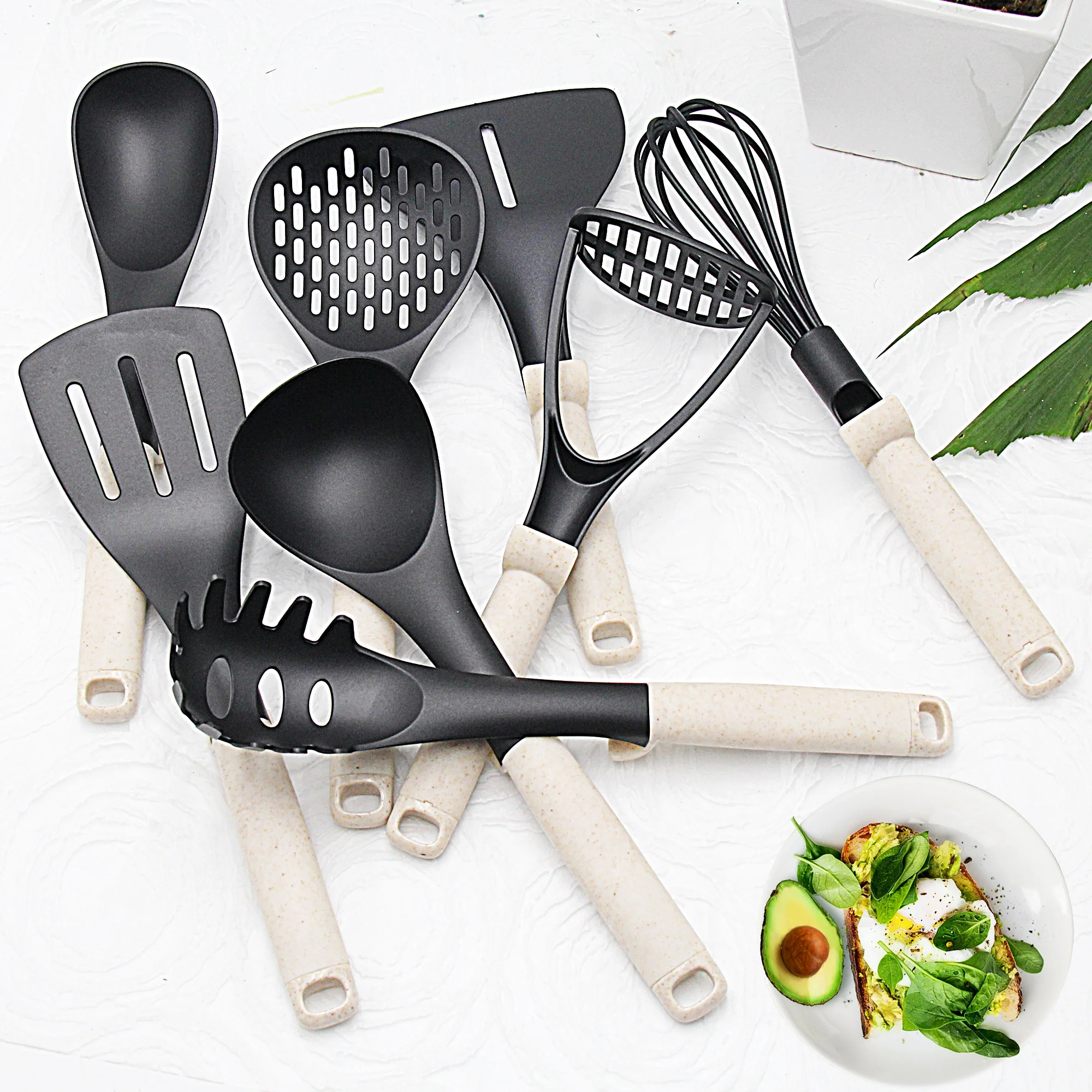 

Latest food grade Nylon home kitchen supplies accessories tools set, Black