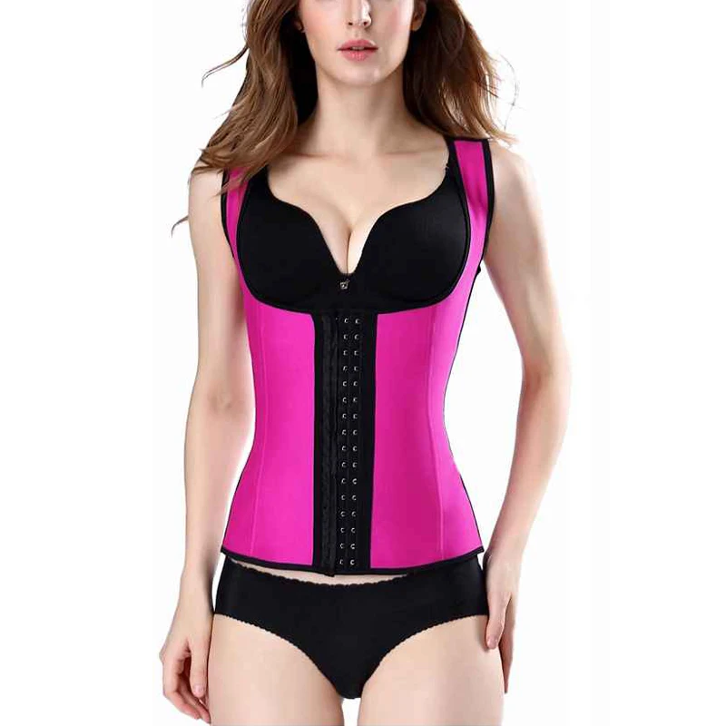 

6299 Factory wholesale neoprene body shaper women neoprene vest with hook, Black, pink, blue, purple