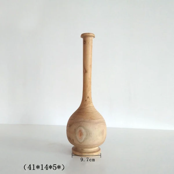 

Manufactory Sell Simple Design Long Neck Wooden Vase Large Size 14*41CM