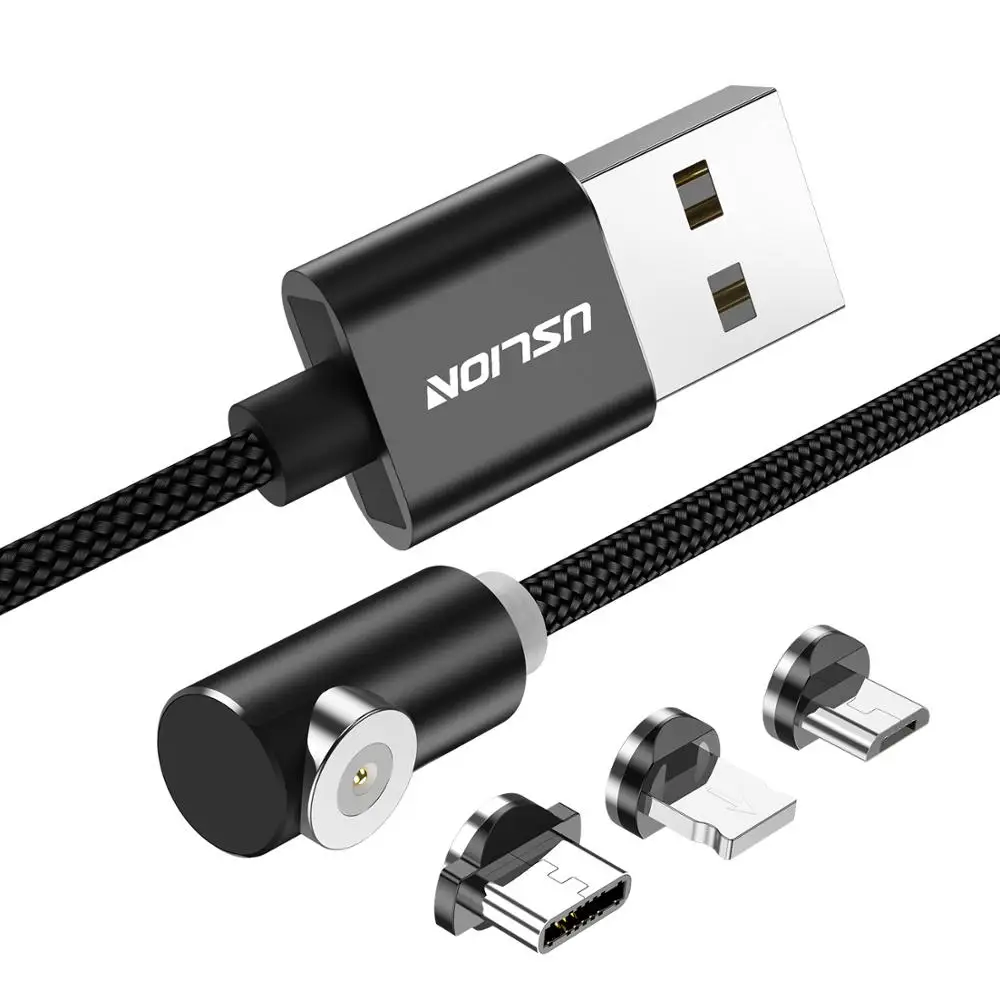 USLION Magnetic Cable Elbow for Micro 90 Degree USB Charger Cable for Android