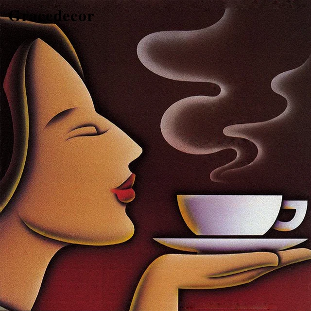C44-01 Still Life Handmade Modern Abstract Coffee Wall Painting Pictures For Hotel