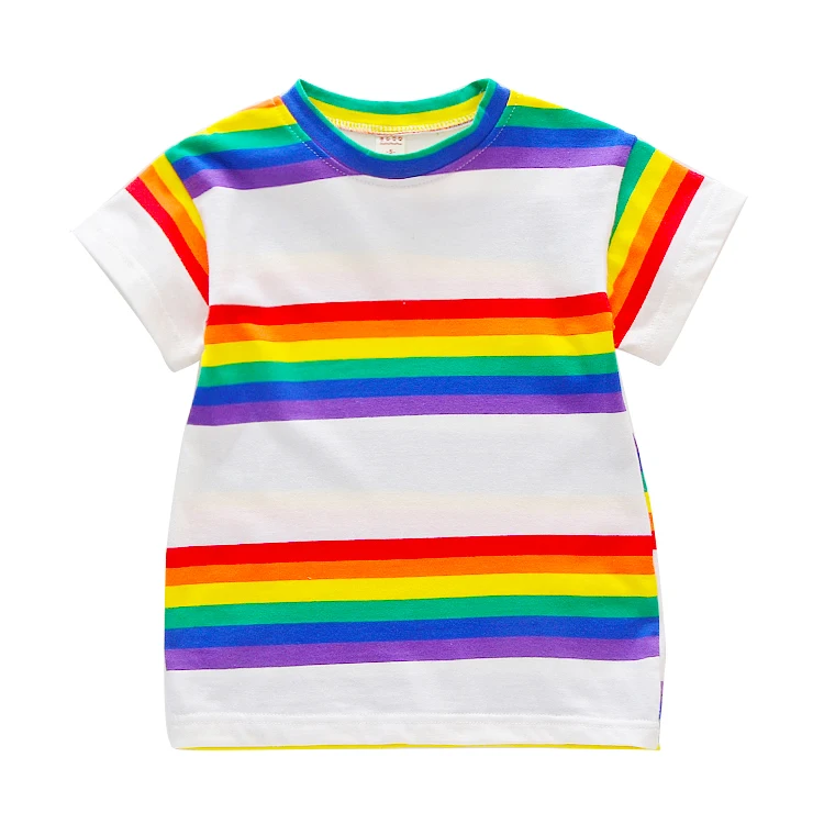 

2019 INS hot style rainbow striped boys and girls T shirt wholesale kids clothing, Picture shows