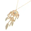 Guangzhou high quality feather pendant adjustable dreamcatcher necklace gold crystal necklace
