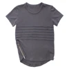 Custom Cotton Short Sleeve Boys Tops Slate Ace Side Zip Tee Shirt long line scoop shirts