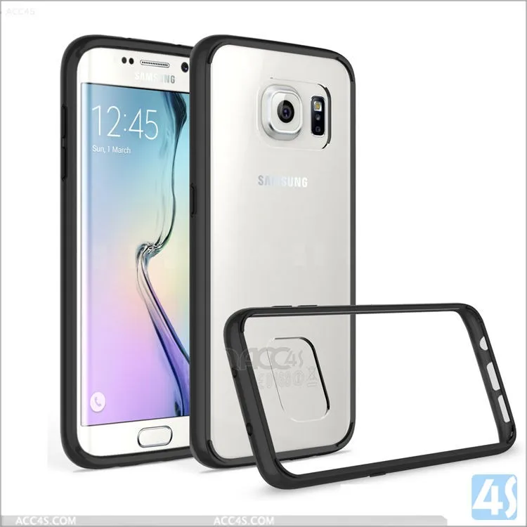 premium s7 edge case bumper soft tpu + clear Acrylic hard back phone case covers for samsung galaxy s7 edge