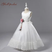 

Long Ankle Length Christening Flower Girl Ball Gown Dress