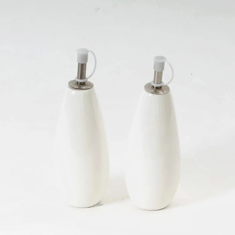 Household hot sale custom logo cruet set ceramic vinegar and oil dispenser set