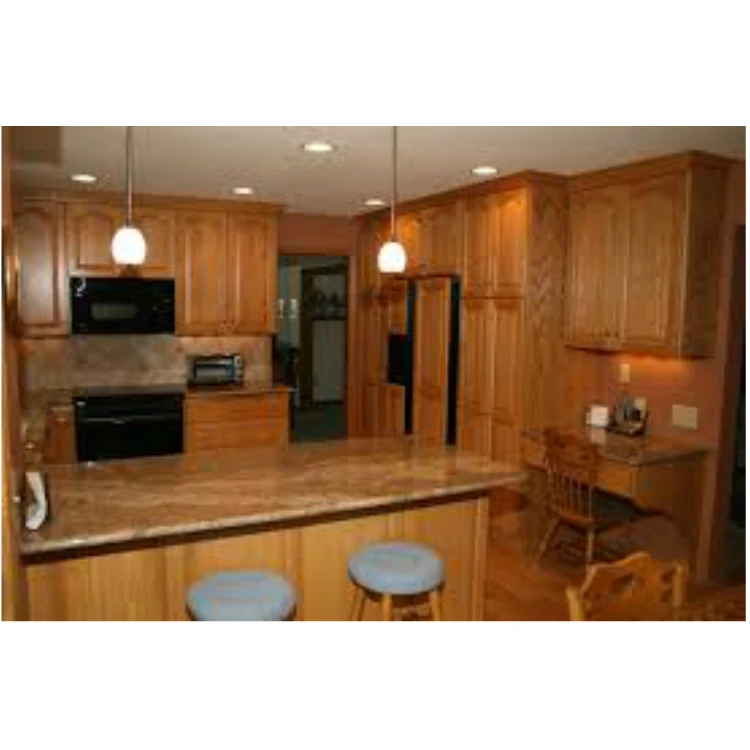 Natural Material With Oak Color Solid Wood Board Kitchen Furniture