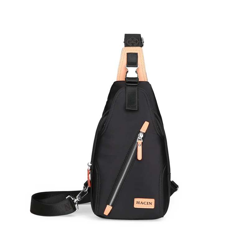 

High Quality Men Shoulder Bags With USB Charging Port Crossbody Chest Bag Short Trip Messengers Bag, Black