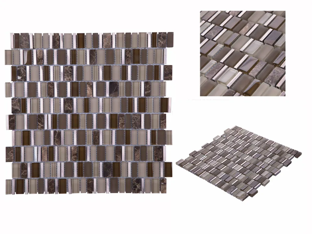Italian tile wholesale style selections mix metal glass and stone mosaic