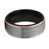 2018 fashion jewelry, men's tungsten carbide wedding ring with black&rose gold plated and silver brushed surface 8mm